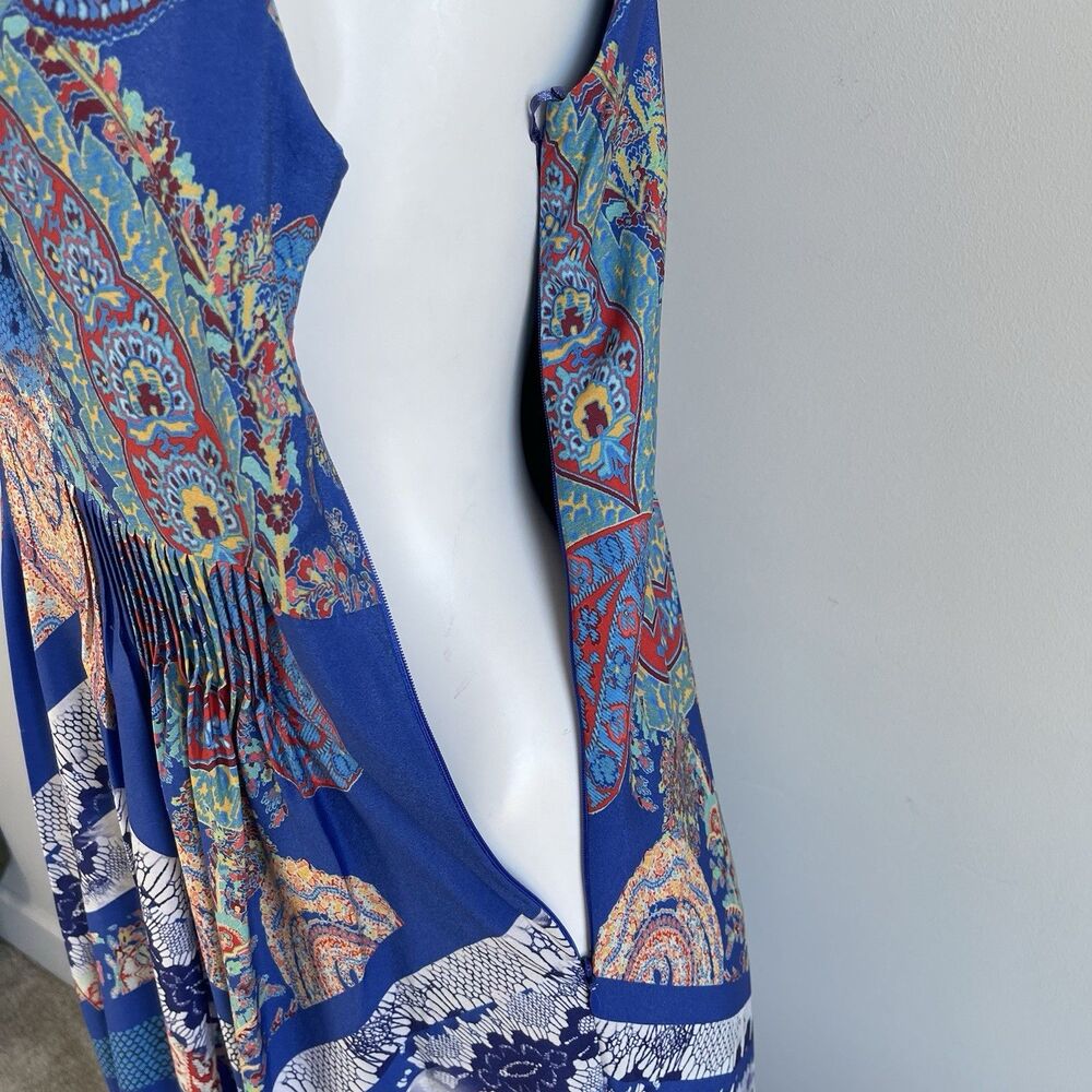 Anthropologie Ranna Gill Boteh Jewel Neckline Maxi Dress 6 Pleated Flowy Party - Picture 9 of 15